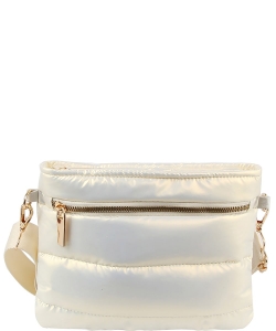 Nylon Puffy Crossbody Bag LQ318-1 PEARL WHITE